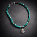 17" Turquoise with Sterling Silver Beads with a Pendant from San Miguel Allende