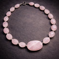 16" Pale Pink Rose Quartz with Sterling Silver