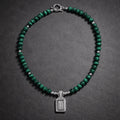 18" Malachite with Sterling Silver Beads and Pendant
