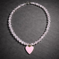 16" Pale Pink Rose Quartz with a Pale Pink Pendant