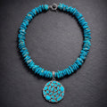 18" Sleeping Beauty Turquoise with a Round Pendant
