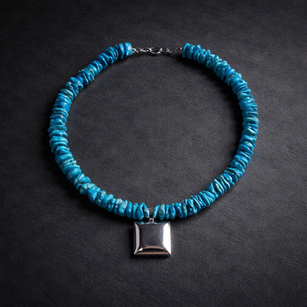18" Sleeping Beauty Turquoise with a Sterling Silver Pendant