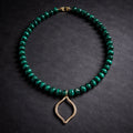 16" Malachite Beads with a Gold Pendant