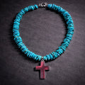 17" Sleeping Beauty Turquoise with a Sterling Silver Cross
