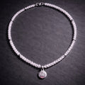16" Pale Rose Quartz with a Sterling Love Pendant