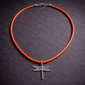 17" Red Coral Tubes with a Dandelion Pendant