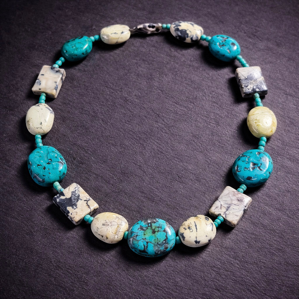 16" Yellow Turquoise with Blue Turquoise