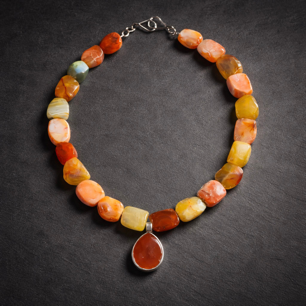 17" Gemstones with a Carnelian Pendant