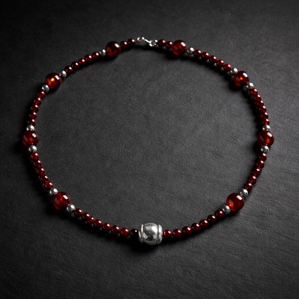 17" Carnelian with Sterling Silver Beads