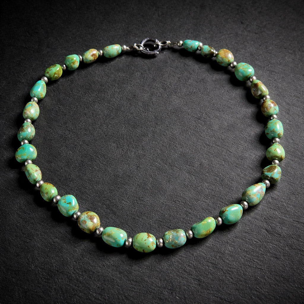 19" Turquoise with Small Sterling Beads