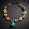 Amber & Turquoise Pendant Necklace