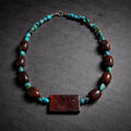17" Rich Brown Gemstones with Turquoise