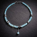 17" Blue Chalcedony with Silver Beads