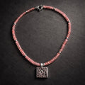 16" Pink Quartz with Silver Beads and a Sterling Pendant
