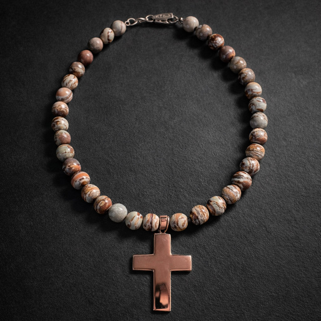 16" Ruby Zoisite with a Heavy Sterling Cross