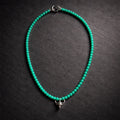 16" Green Aventurine with a Sterling Longhorn Charm