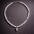 15" Pale Rose Quartz with Sterling Silver Beads and Sterling Silver Megaphone