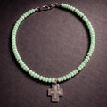 17" Serpentine with Sterling Silver Beads and a Sterling Beautiful Pendant