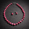 19" Pink Magnesite with Sterling Silver Beads with Earrings
