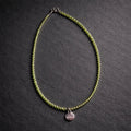 Green Peridot Bead Necklace with Silver Pendant