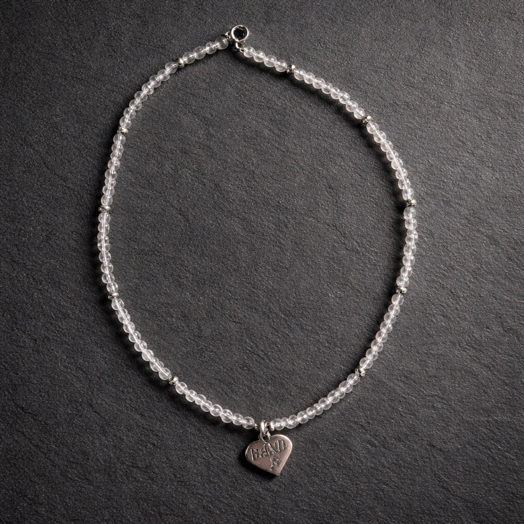 Pale Rose Quartz Necklace with Sterling Heart Charm
