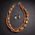 18" Triple Strand of Jasper with Matching Earrings