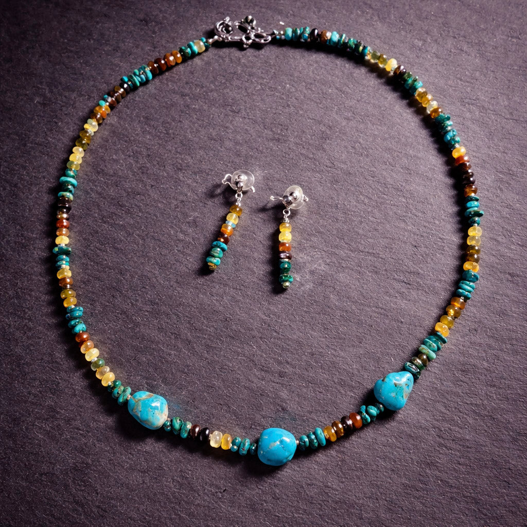 22-25" Mixed Stones with Earrings