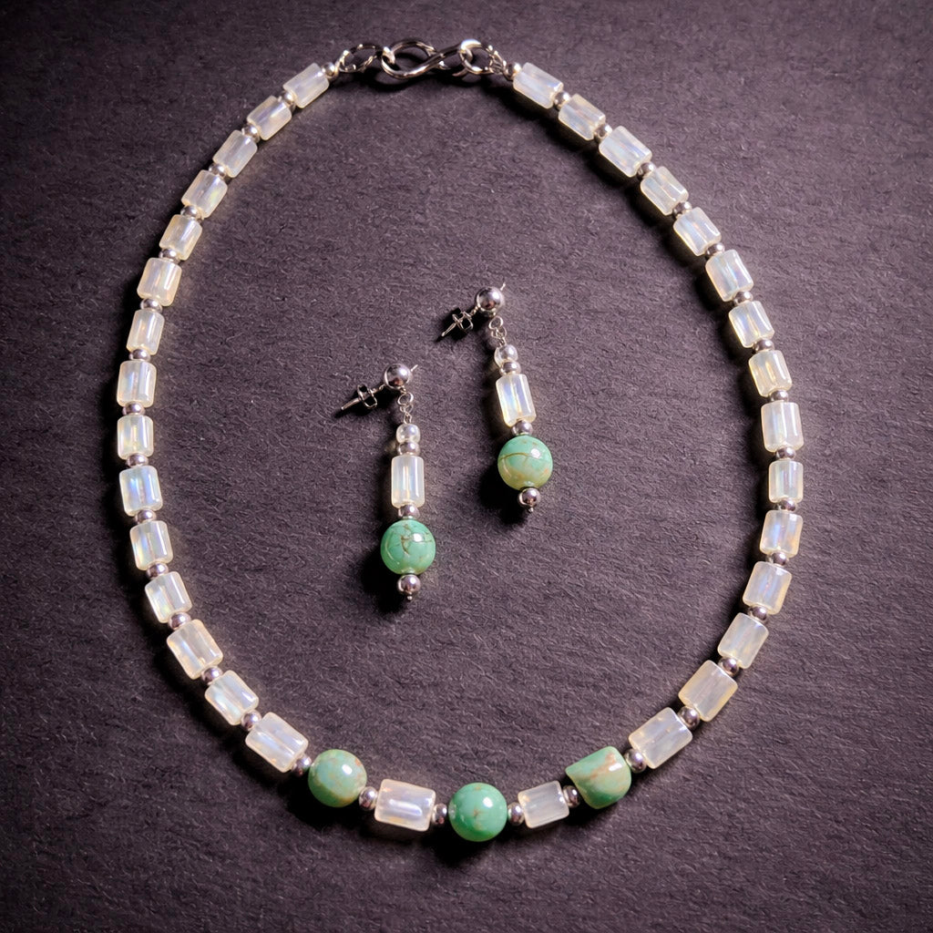 17" of Quartz with Assorted Beads and Matching Earrings