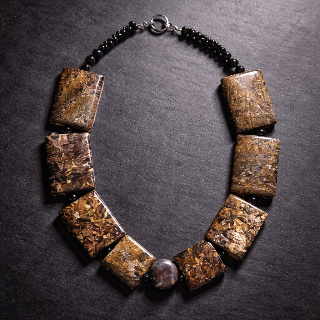 18" Bronzite Beads with Black Onyx