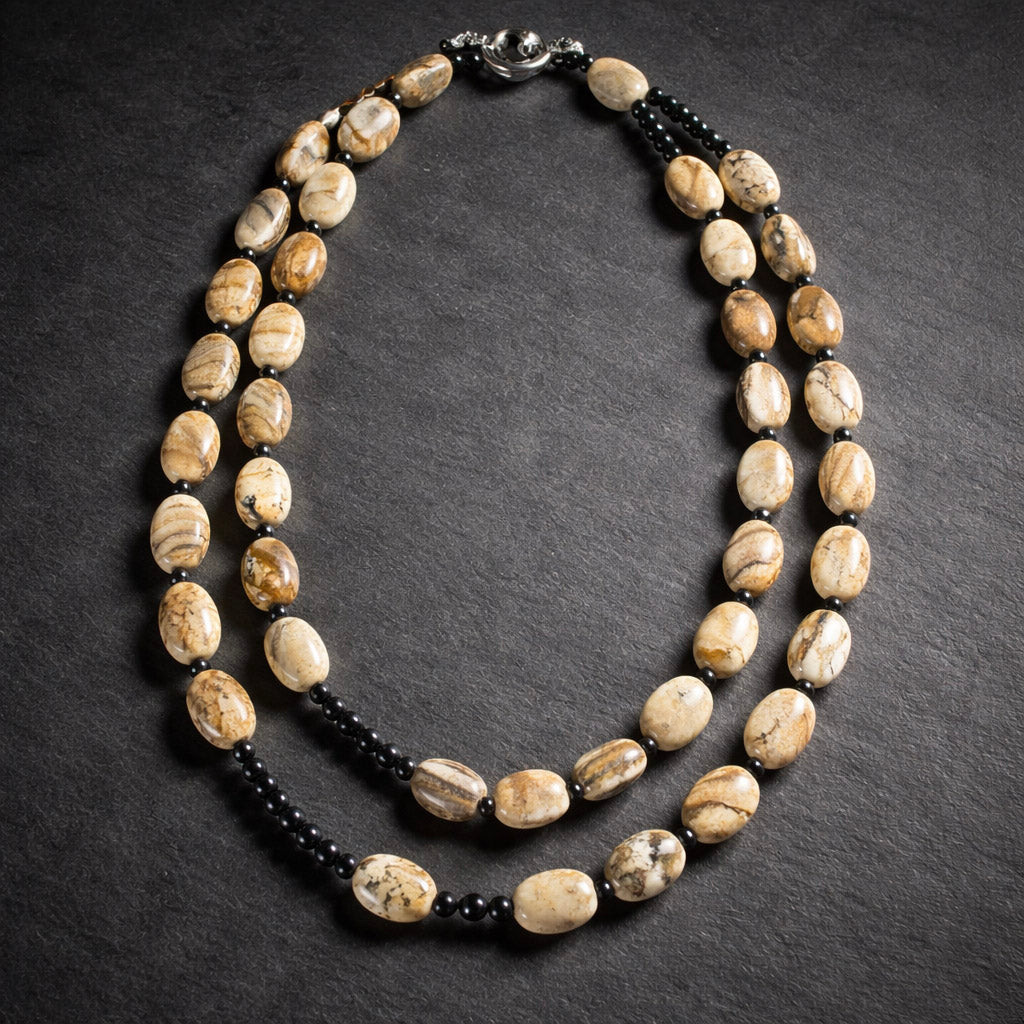 34" Jasper with Black Onyx