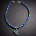 17" Lapis with Sterling Silver Beads and a Multi Stone Pendant